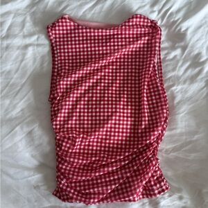 Red Gingham Sleeveless Top